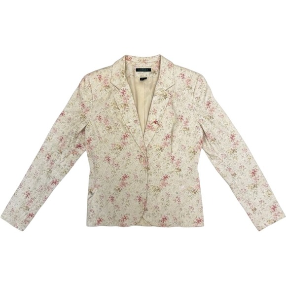 Lauren Ralph Lauren Jackets & Blazers - Y2K Lauren Ralph Lauren Floral Cotton Blazer Pink Cream Cottagecore Vintage XL
